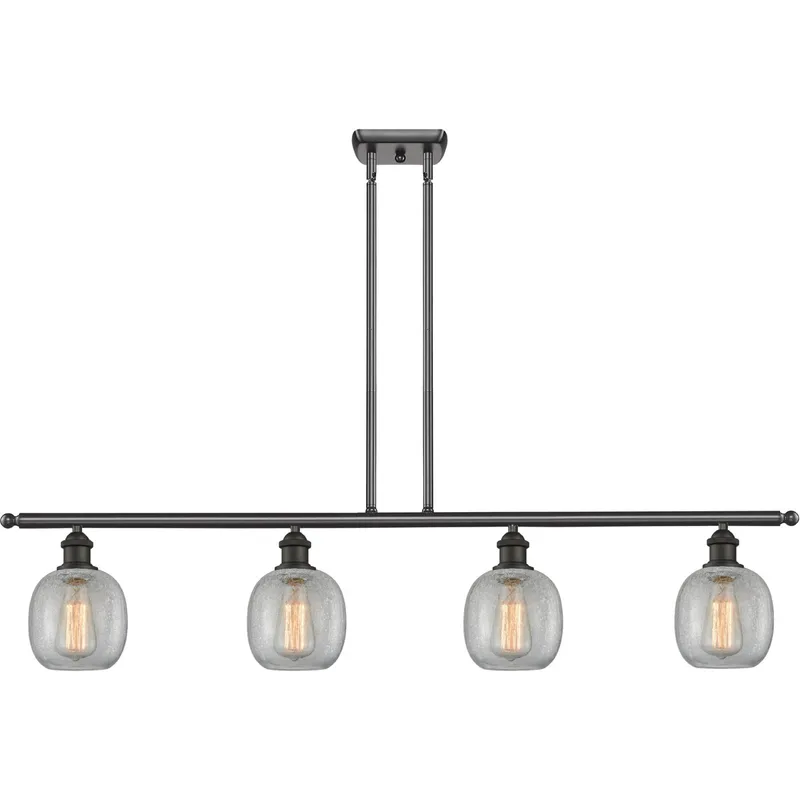 Ballston Belfast 4 Light 48 inch Oil Rubbed Bronze Island Light Ceiling Light in Clear Crackle Glass, Ballston