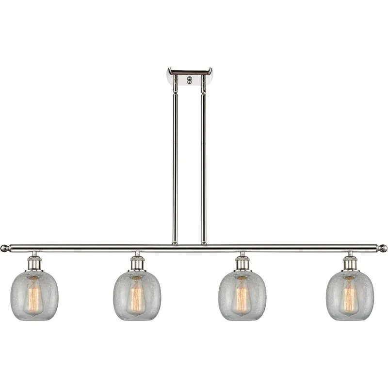 Ballston Belfast 4 Light 48 inch Polished Nickel Island Light Ceiling Light in Clear Crackle Glass, Ballston