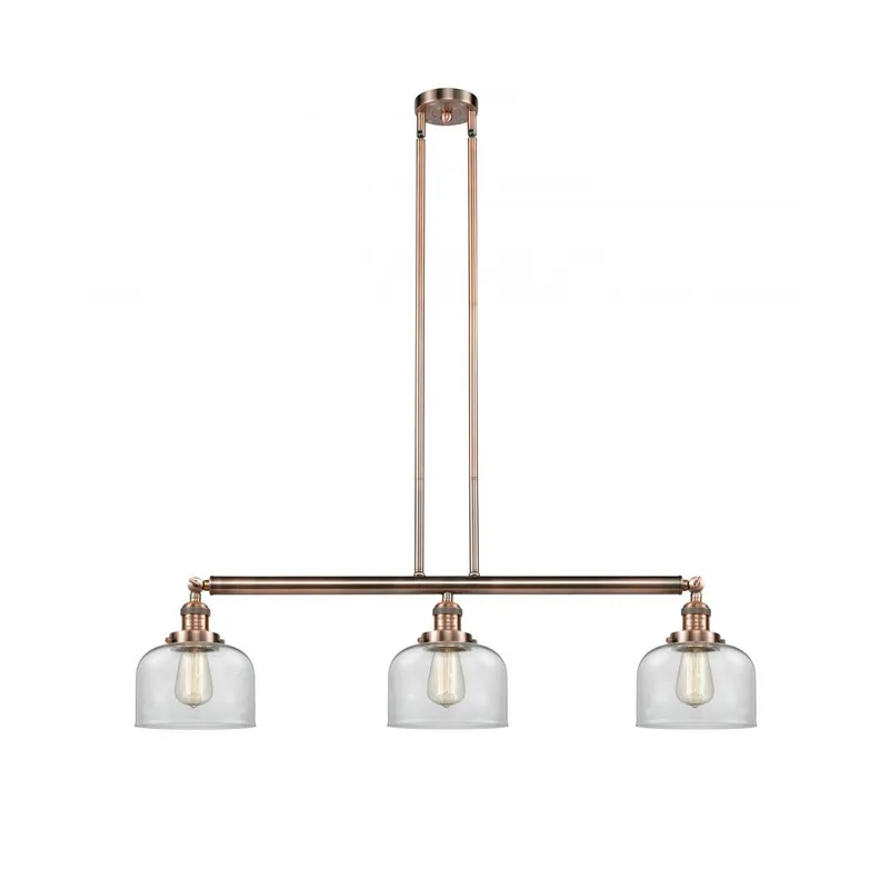 Franklin Restoration Large Bell LED 41 inch Antique Copper Island Light Ceiling Light in Clear Glass, Franklin Restoration