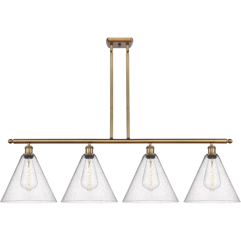 Ballston Ballston Cone LED 50.25 inch Brushed Brass Island Light Ceiling Light in Seedy Glass