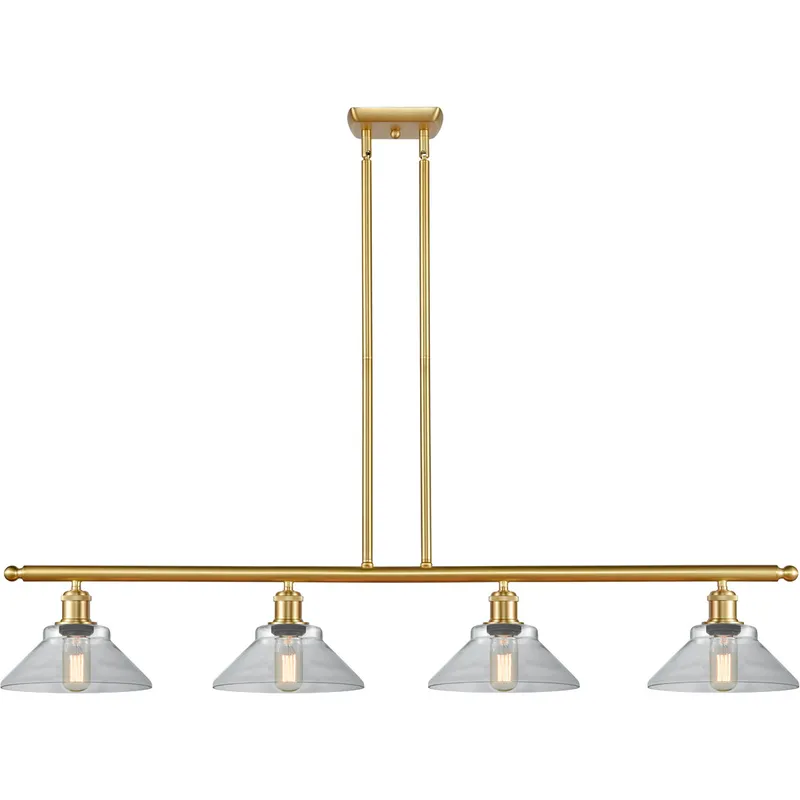 Ballston Orwell 4 Light 48 inch Satin Gold Island Light Ceiling Light in Clear Glass, Ballston