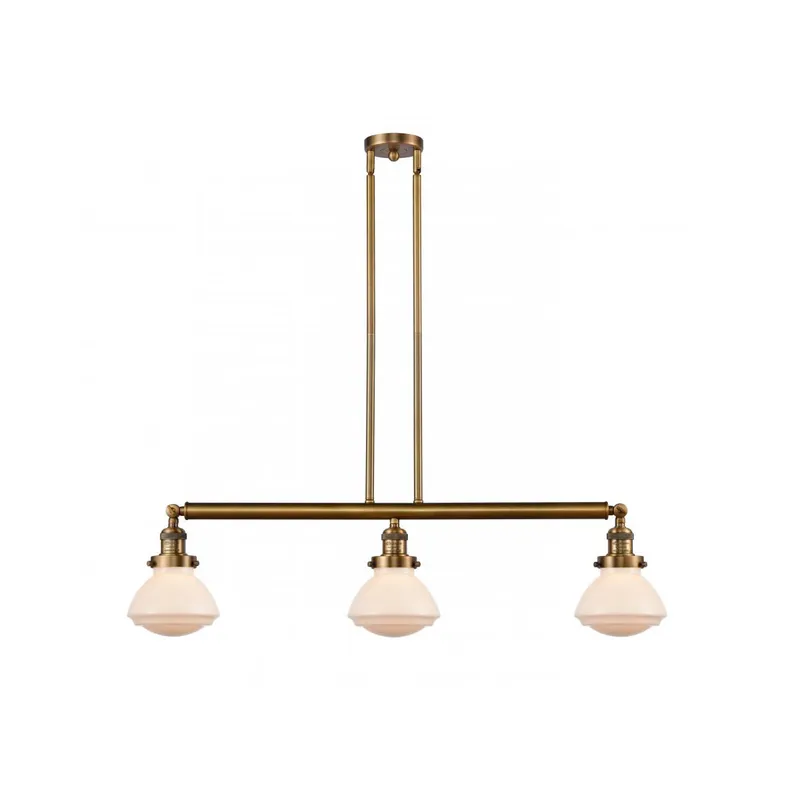 Franklin Restoration Olean LED 39 inch Brushed Brass Island Light Ceiling Light in Matte White Glass, Franklin Restoration