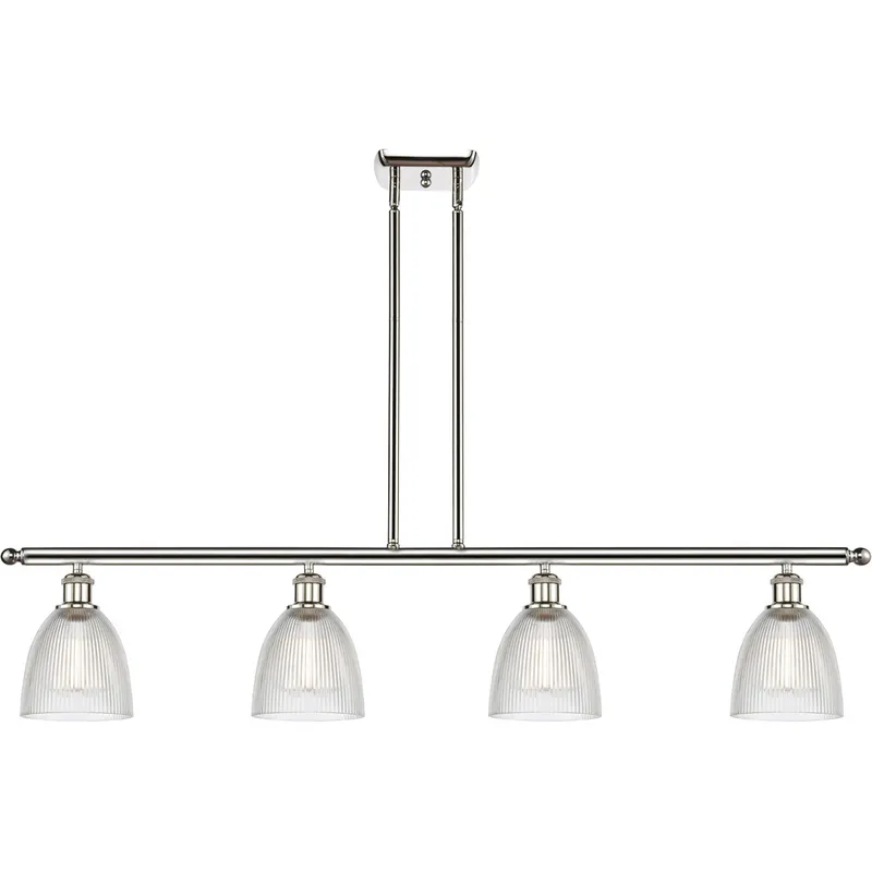 Ballston Castile 4 Light 48 inch Polished Nickel Island Light Ceiling Light in Clear Glass, Ballston