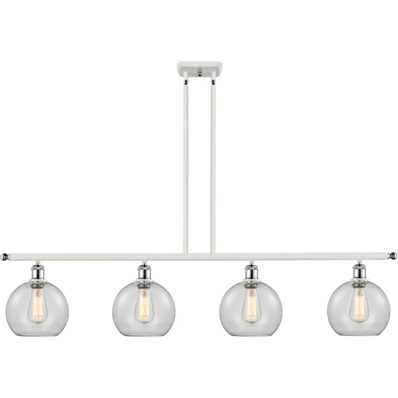 Ballston Athens 4 Light 48 inch White and Polished Chrome Island Light Ceiling Light in Clear Glass, Ballston