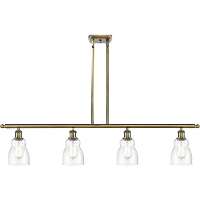 Ballston Ellery LED 48 inch Antique Brass Island Light Ceiling Light in Seedy Glass, Ballston