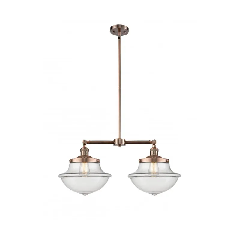 Franklin Restoration Large Oxford LED 25 inch Antique Copper Chandelier Ceiling Light in Clear Glass, Franklin Restoration