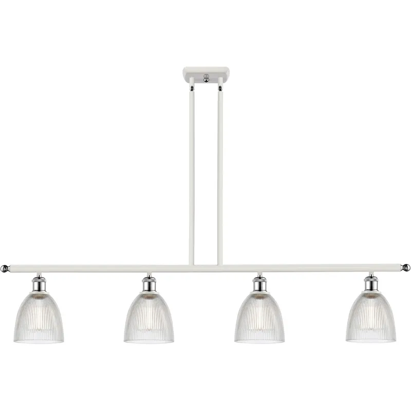 Ballston Castile 4 Light 48 inch White and Polished Chrome Island Light Ceiling Light in Clear Glass, Ballston
