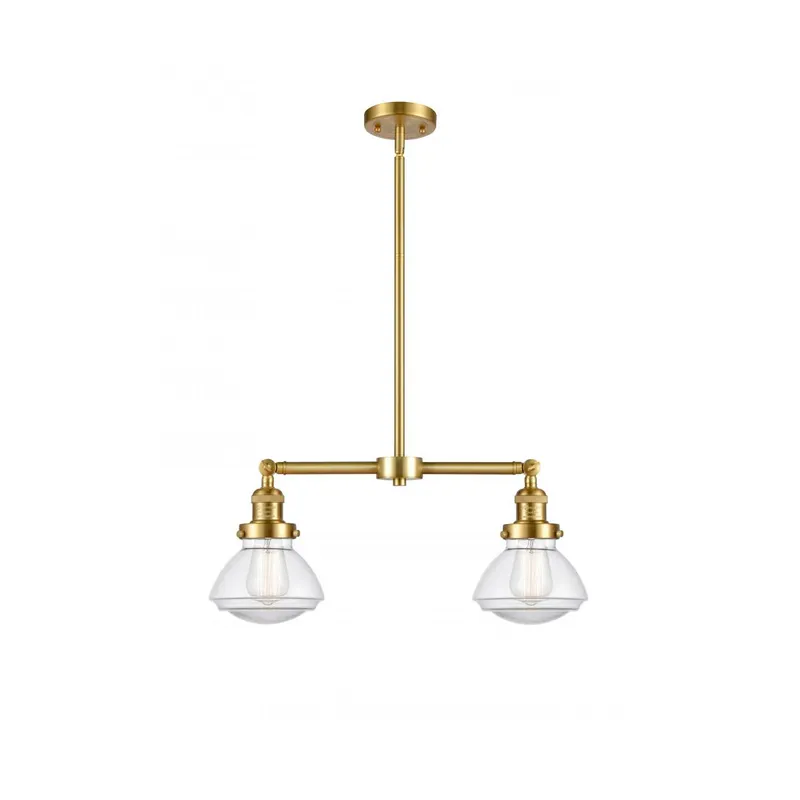 Franklin Restoration Olean 2 Light 22 inch Satin Gold Island Light Ceiling Light in Clear Glass, Franklin Restoration