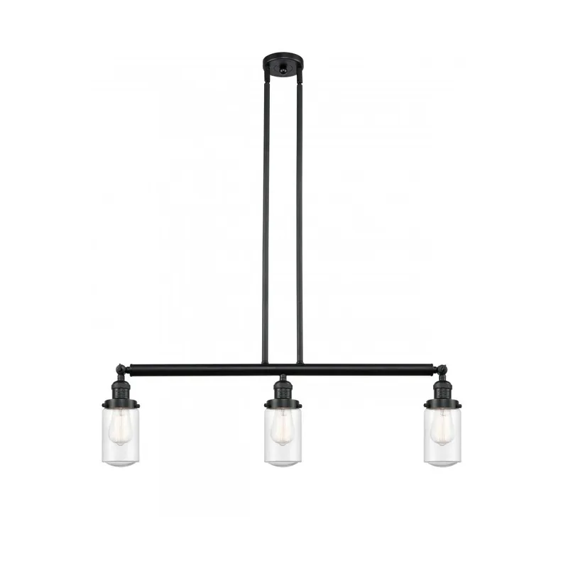 Franklin Restoration Dover 3 Light 37 inch Matte Black Island Light Ceiling Light in Seedy Glass, Franklin Restoration