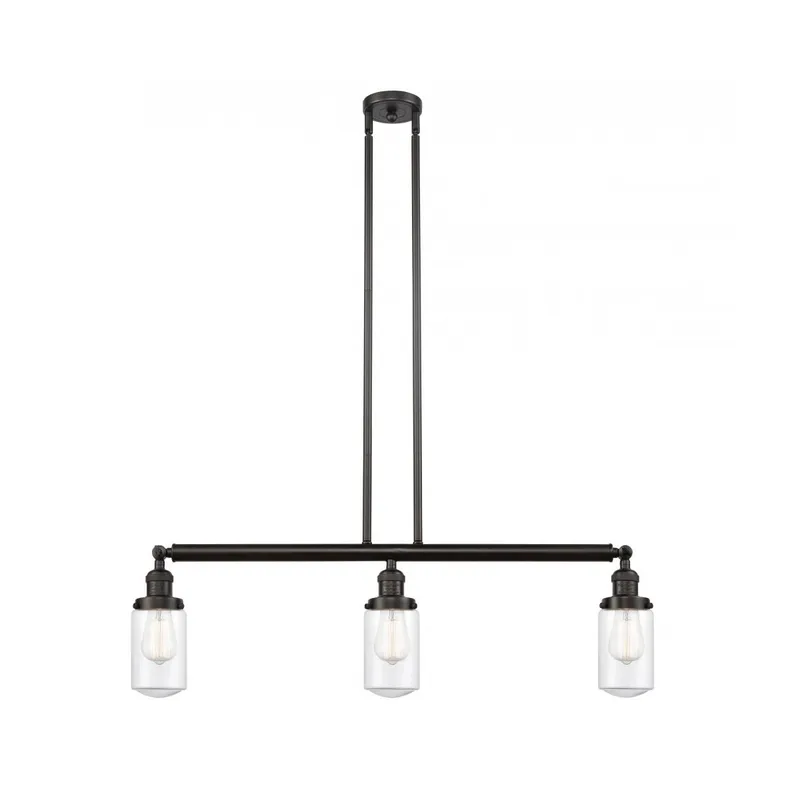 Franklin Restoration Dover 3 Light 37 inch Oil Rubbed Bronze Island Light Ceiling Light in Clear Glass, Franklin Restoration