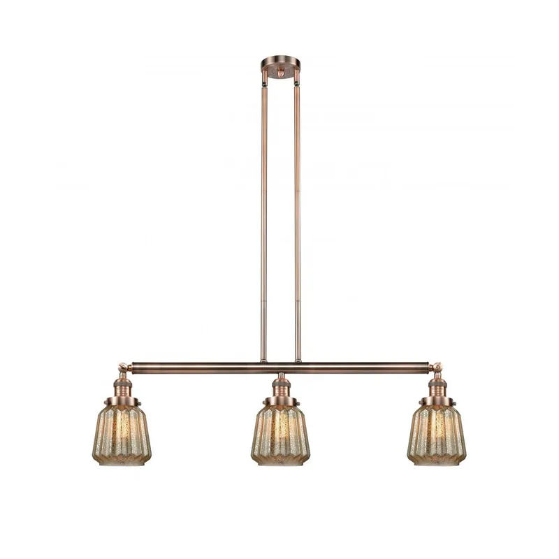 Franklin Restoration Chatham 3 Light 39 inch Antique Copper Island Light Ceiling Light in Mercury Glass, Franklin Restoration