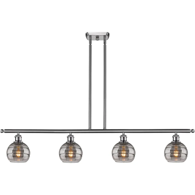 Ballston Rochester 4 Light 48 inch Brushed Satin Nickel Stem Hung Island Light Ceiling Light