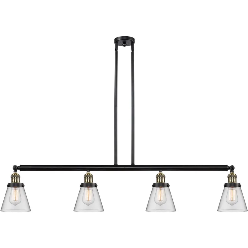 Franklin Restoration Small Cone LED 50.88 inch Black Antique Brass Island Light Ceiling Light in Clear Glass, Franklin Restoration