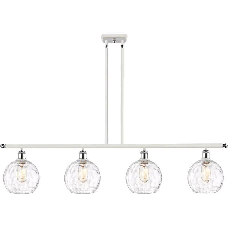 Ballston Athens Water Glass 4 Light 48 inch White and Polished Chrome Island Light Ceiling Light