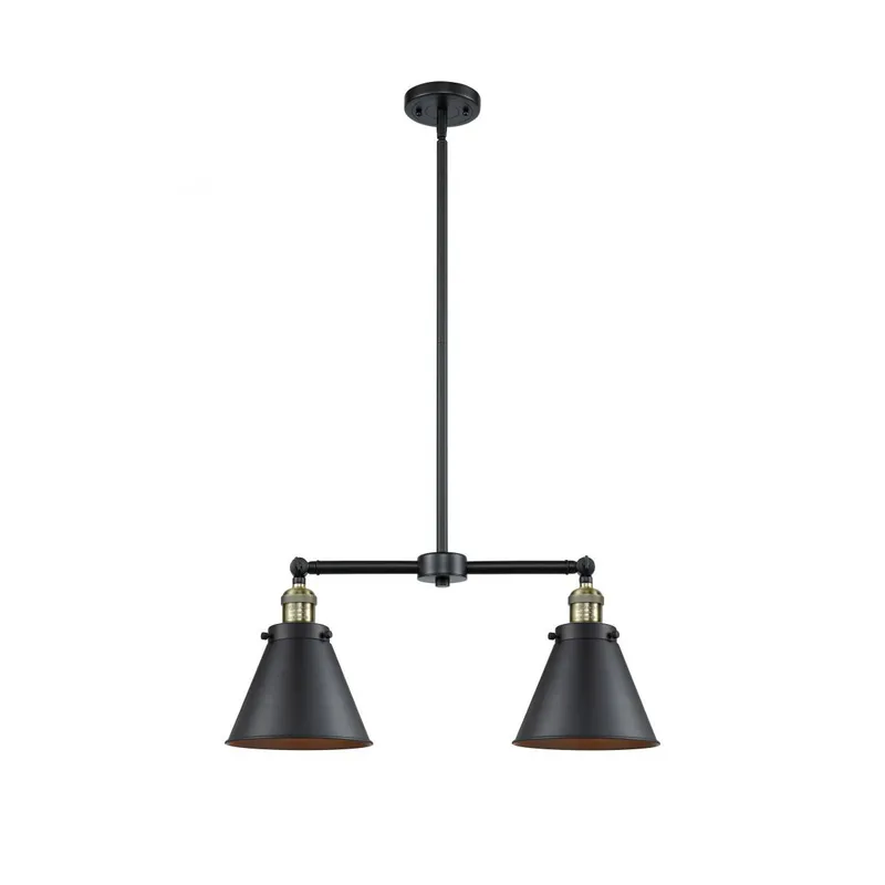 Franklin Restoration Appalachian 2 Light 23 inch Black Antique Brass Island Light Ceiling Light, Franklin Restoration