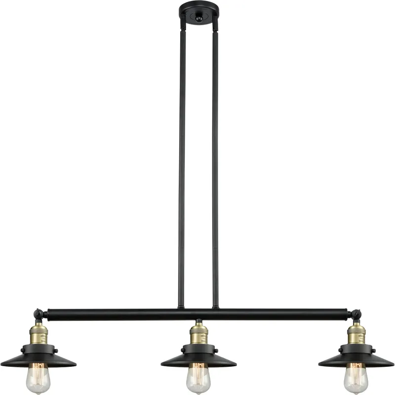 Franklin Restoration Railroad LED 41 inch Black Antique Brass Island Light Ceiling Light in Matte Black, Franklin Restoration