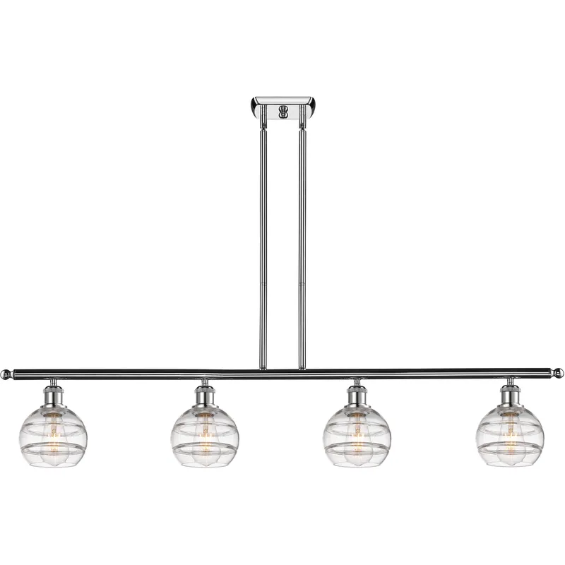 Ballston Rochester 4 Light 48 inch Polished Chrome Stem Hung Island Light Ceiling Light
