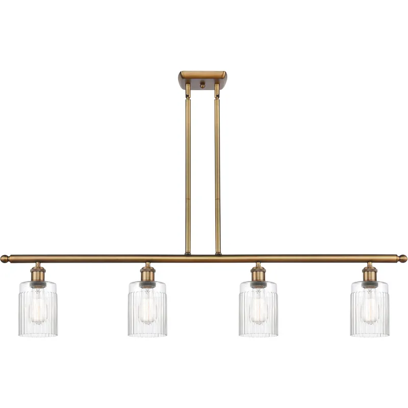 Ballston Hadley LED 48 inch Brushed Brass Island Light Ceiling Light in Clear Glass, Ballston