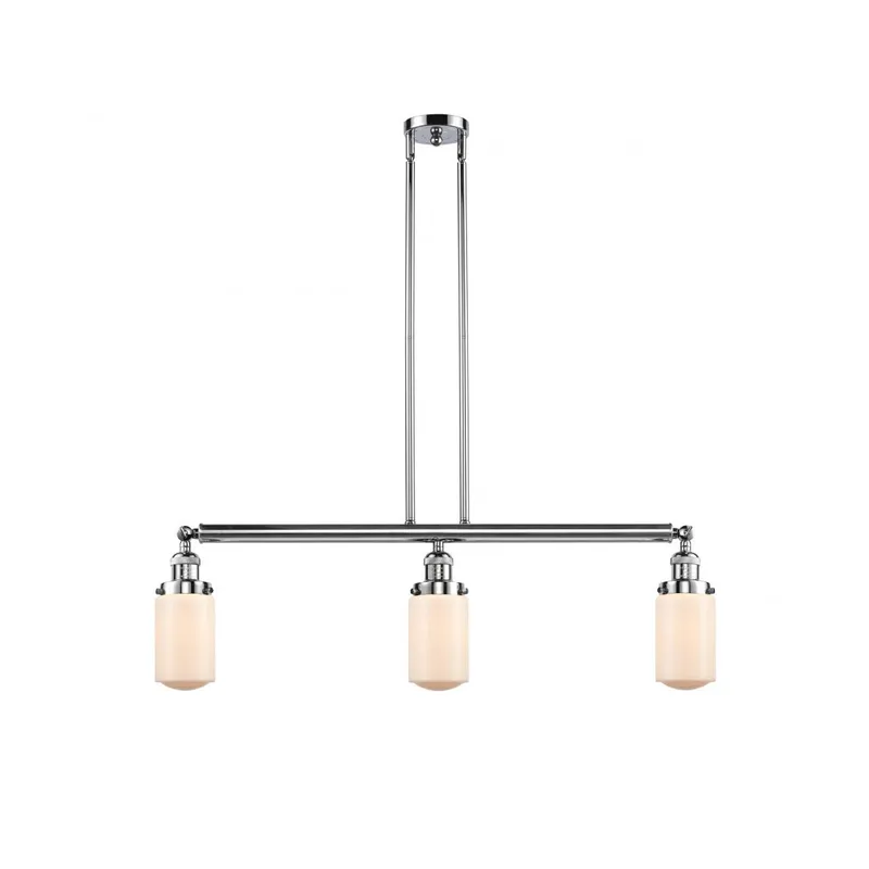 Franklin Restoration Dover 3 Light 37 inch Polished Chrome Island Light Ceiling Light in Matte White Glass, Franklin Restoration