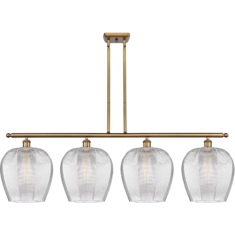 Ballston Norfolk 4 Light 50 inch Brushed Brass Island Light Ceiling Light in Clear Glass