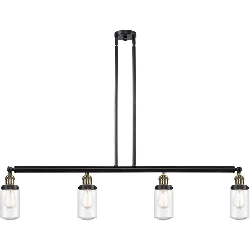 Franklin Restoration Dover LED 49.13 inch Black Antique Brass Island Light Ceiling Light in Seedy Glass, Franklin Restoration