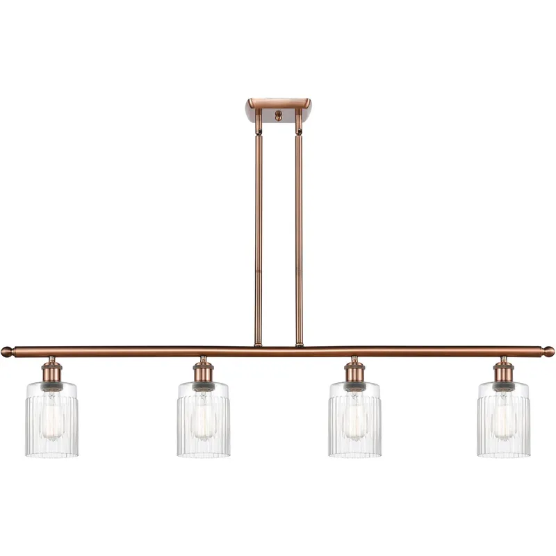 Ballston Hadley LED 48 inch Antique Copper Island Light Ceiling Light in Clear Glass, Ballston