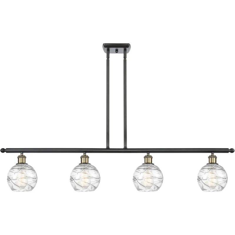 Ballston Small Deco Swirl LED 46 inch Black Antique Brass Island Light Ceiling Light, Ballston