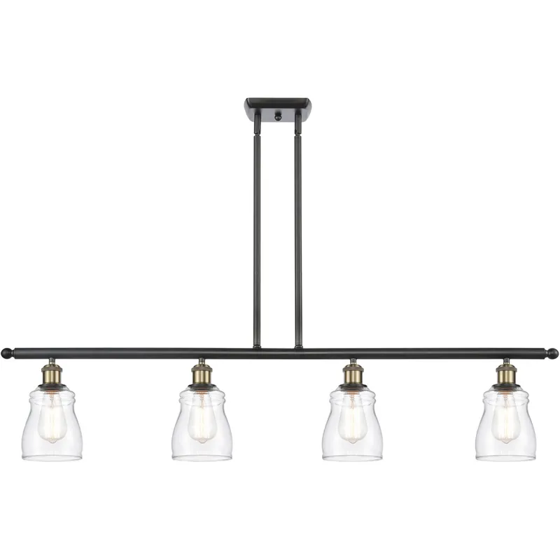 Ballston Ellery LED 48 inch Black Antique Brass Island Light Ceiling Light in Clear Glass, Ballston