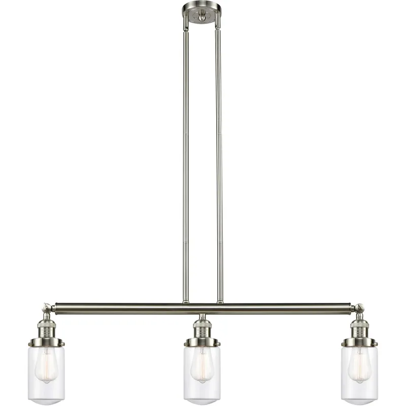 Franklin Restoration Dover 3 Light 37 inch Brushed Satin Nickel Island Light Ceiling Light in Clear Glass, Franklin Restoration
