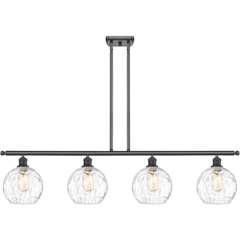 Ballston Athens Water Glass 4 Light 48 inch Matte Black Island Light Ceiling Light