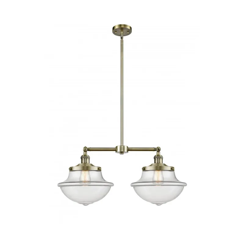Franklin Restoration Large Oxford LED 25 inch Antique Brass Chandelier Ceiling Light in Clear Glass, Franklin Restoration