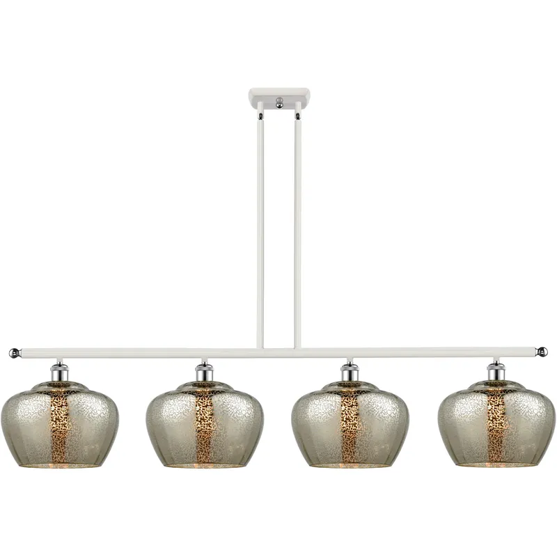 Ballston Large Fenton LED 48 inch White and Polished Chrome Island Light Ceiling Light in Mercury Glass, Ballston