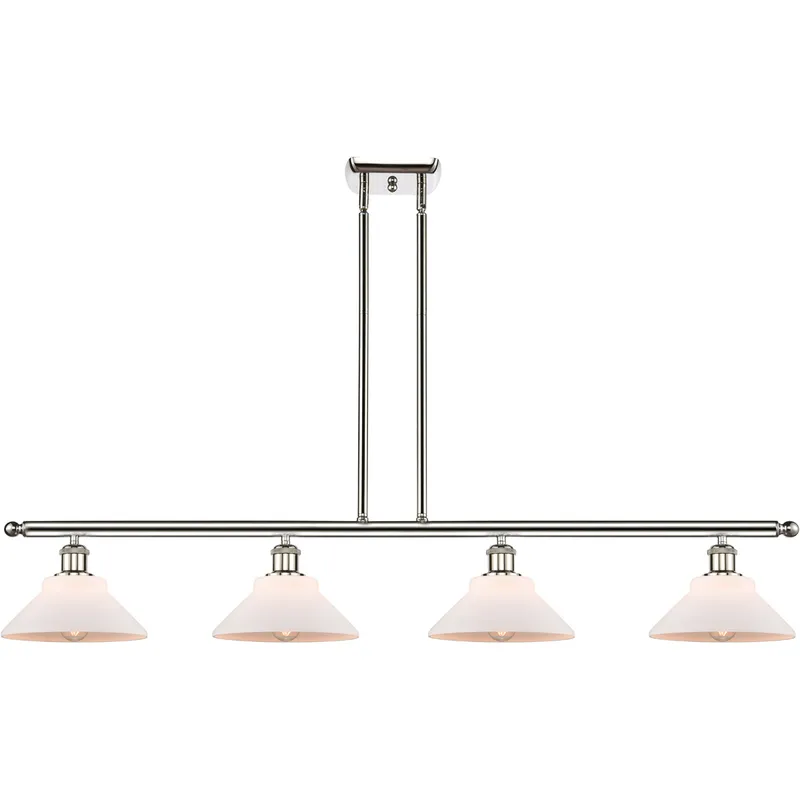 Ballston Orwell 4 Light 48 inch Polished Nickel Island Light Ceiling Light in Matte White Glass, Ballston