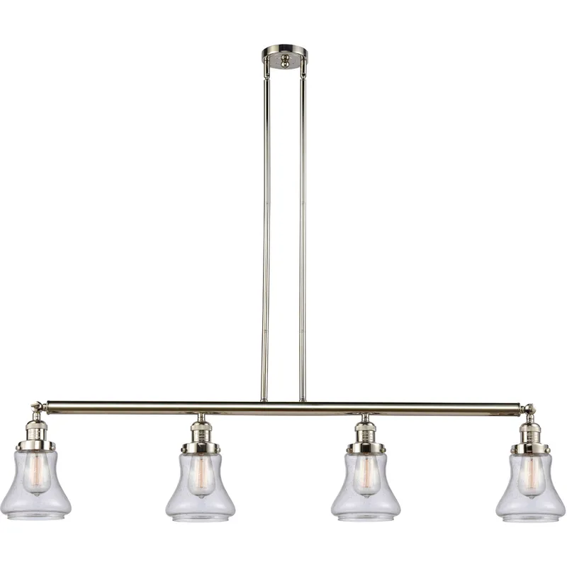Franklin Restoration Bellmont 4 Light 50.88 inch Polished Nickel Island Light Ceiling Light in Seedy Glass, Franklin Restoration