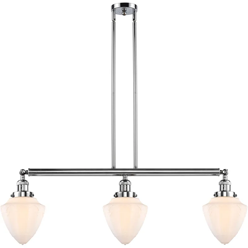 Franklin Restoration Bullet 3 Light 38 inch Polished Chrome Island Light Ceiling Light in Matte White Glass