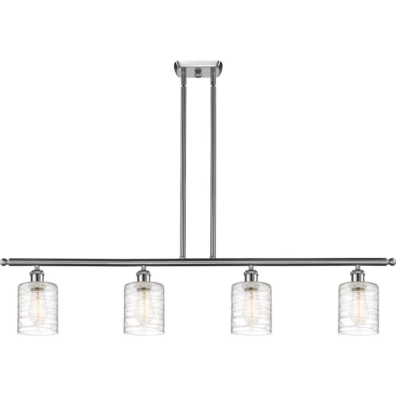 Ballston Cobbleskill LED 48 inch Brushed Satin Nickel Island Light Ceiling Light in Deco Swirl Glass