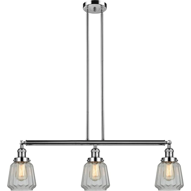 Franklin Restoration Chatham 3 Light 38.75 inch Polished Nickel Island Light Ceiling Light in Clear Glass, Franklin Restoration