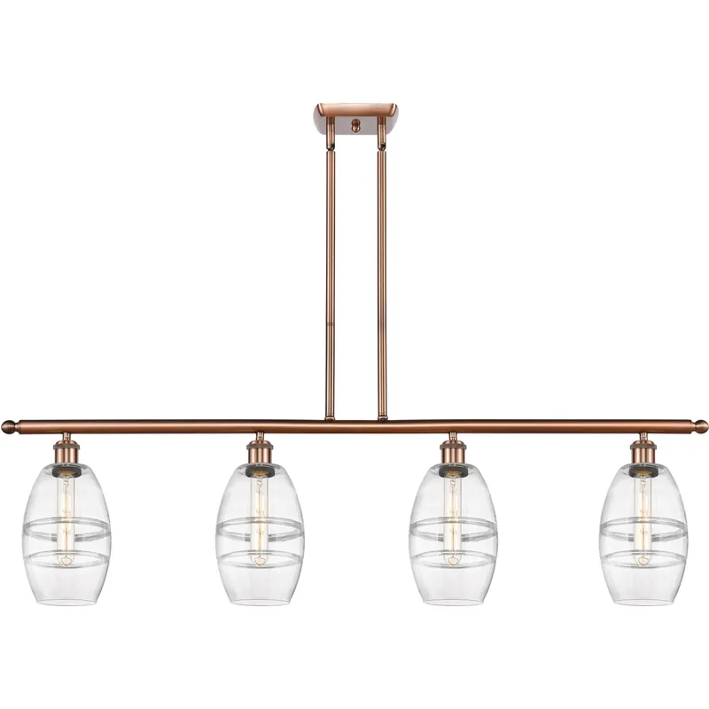 Ballston Vaz 4 Light 48 inch Antique Copper Stem Hung Island Light Ceiling Light