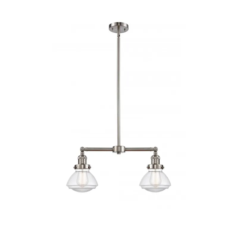 Franklin Restoration Olean 2 Light 22 inch Brushed Satin Nickel Island Light Ceiling Light in Clear Glass, Franklin Restoration