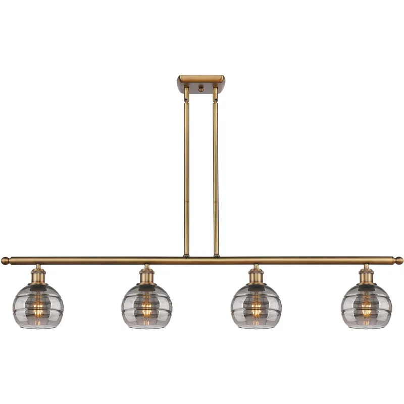 Ballston Rochester 4 Light 48 inch Brushed Brass Stem Hung Island Light Ceiling Light