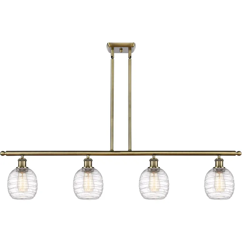 Ballston Belfast 4 Light 48 inch Antique Brass Island Light Ceiling Light