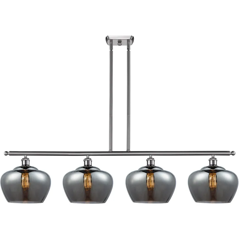 Ballston Large Fenton LED 48 inch Brushed Satin Nickel Island Light Ceiling Light in Plated Smoke Glass, Ballston
