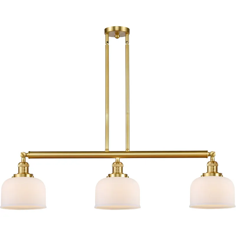 Franklin Restoration Large Bell LED 41 inch Satin Gold Island Light Ceiling Light in Matte White Glass, Franklin Restoration