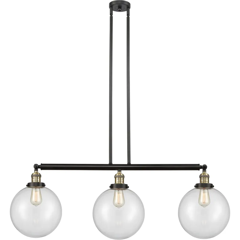Franklin Restoration X-Large Beacon LED 42 inch Black Antique Brass Island Light Ceiling Light in Clear Glass, Franklin Restoration