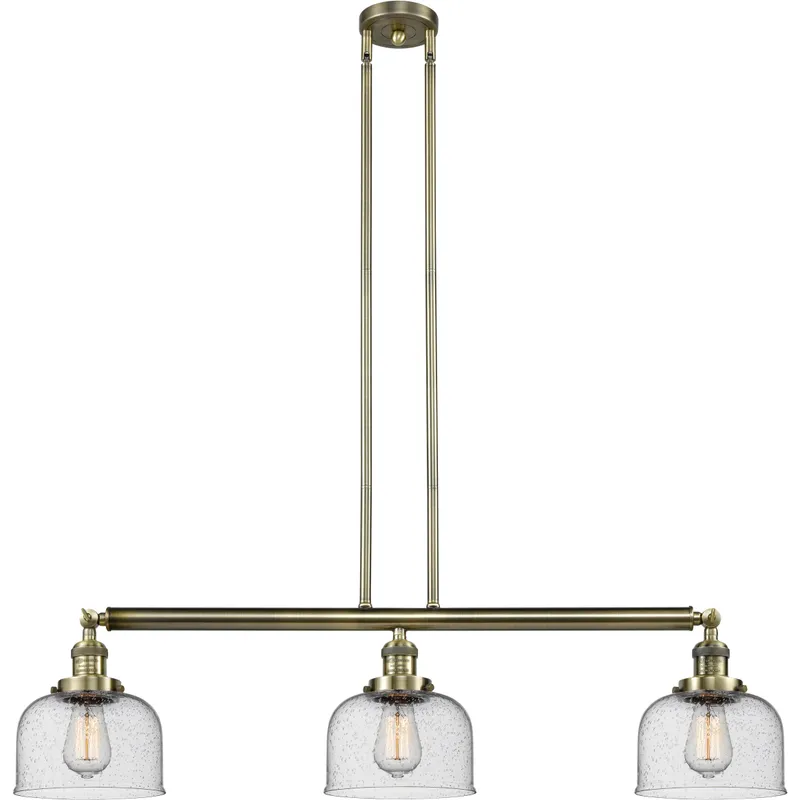 Franklin Restoration Large Bell LED 40.5 inch Antique Brass Island Light Ceiling Light in Seedy Glass, Franklin Restoration