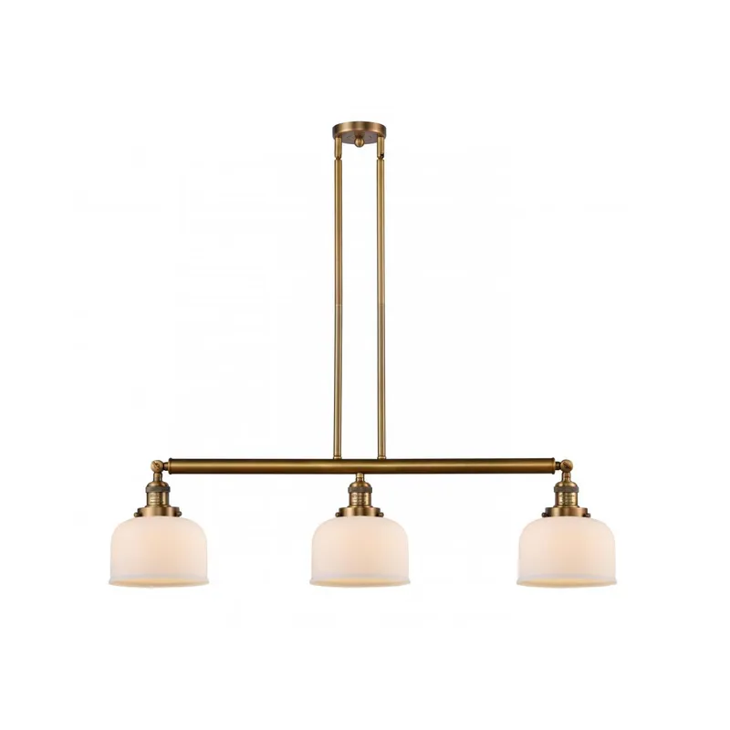 Franklin Restoration Large Bell LED 41 inch Brushed Brass Island Light Ceiling Light in Matte White Glass, Franklin Restoration