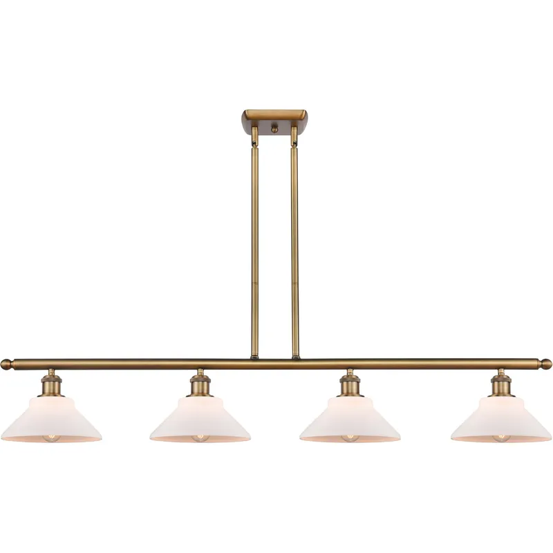Ballston Orwell 4 Light 48 inch Brushed Brass Island Light Ceiling Light in Matte White Glass, Ballston