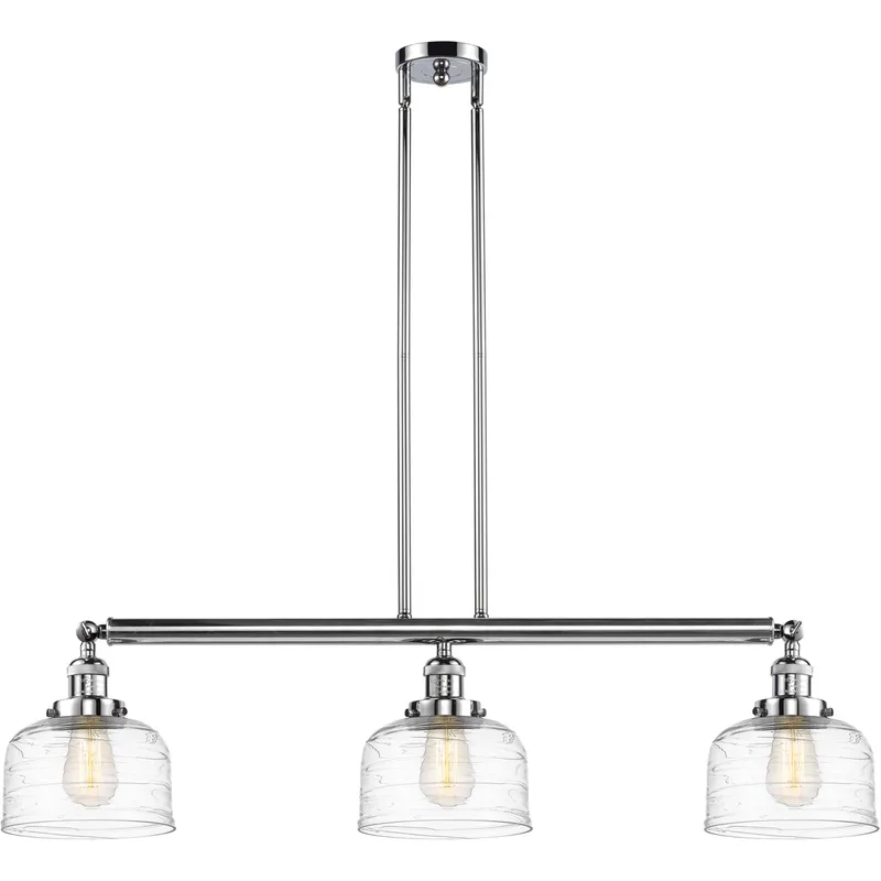 Franklin Restoration Bell LED 40.5 inch Polished Chrome Island Light Ceiling Light in Clear Deco Swirl Glass