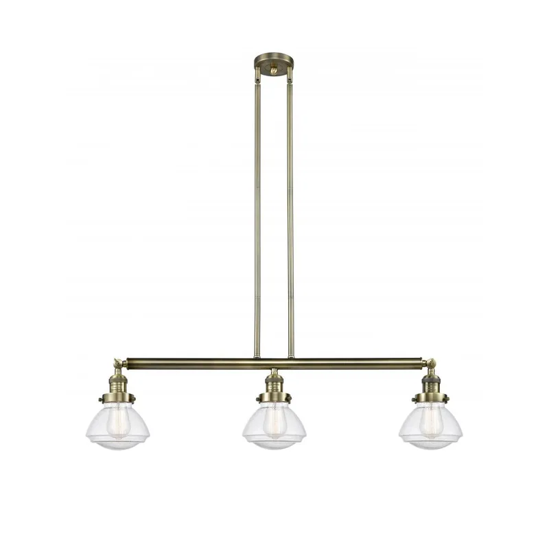 Franklin Restoration Olean LED 39.25 inch Antique Brass Island Light Ceiling Light in Seedy Glass, Franklin Restoration