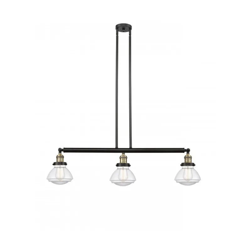 Franklin Restoration Olean LED 39 inch Black Antique Brass Island Light Ceiling Light in Clear Glass, Franklin Restoration